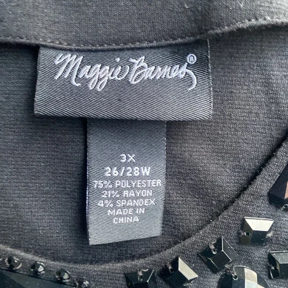 MAGGIE BARNES BLACK DRESS BLACK JEWEL EMBELLISHMENTS - Picture 3 of 4